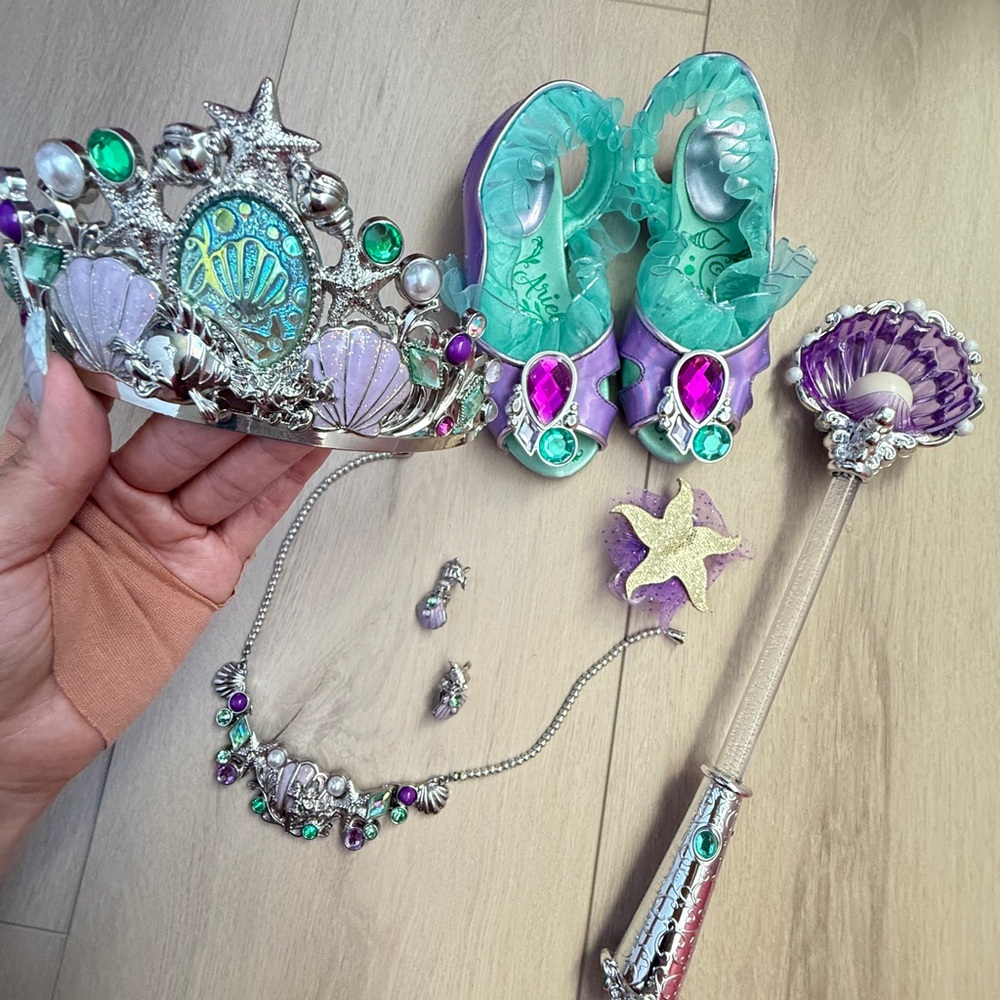 Disney Kids Little Mermaid Princess Shoe & Accessory Set - Silver, Purple, Green
